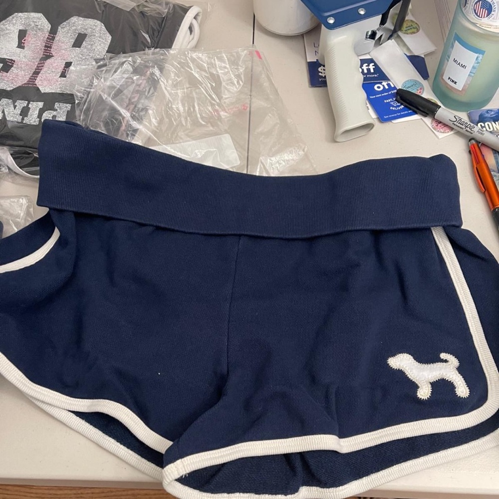 PINK Victoria's Secret Navy High-Waist Retro Shorts - Picture 2 of 2